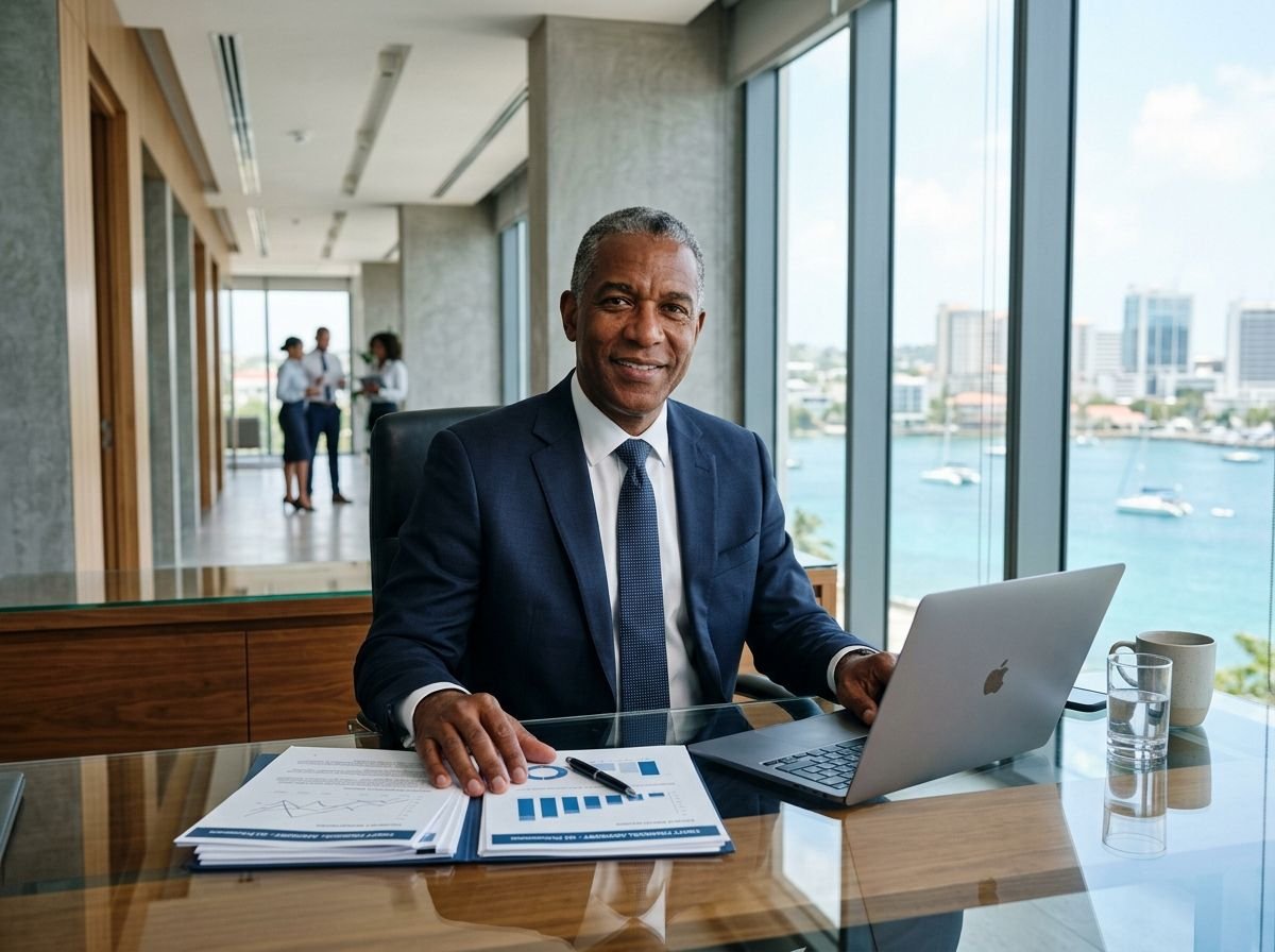 Business owner reviewing financial reports with DG Consultancy